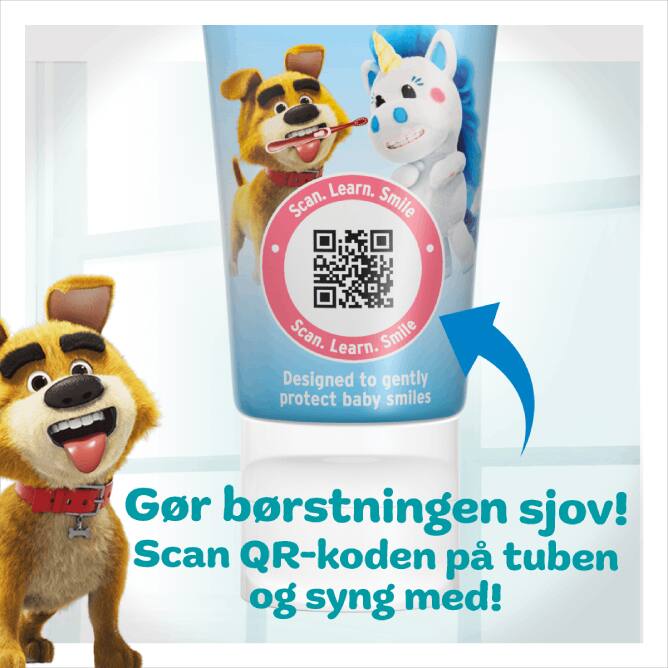 Scan QR-koden for at gøre tandbørstning sjov!